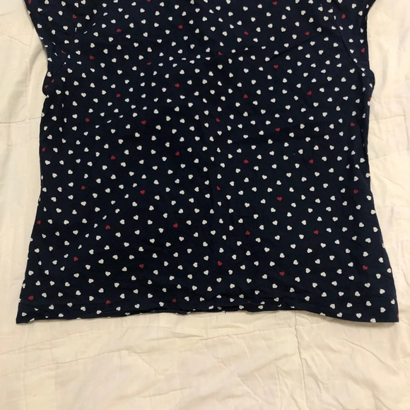 3/$25 ❥ Brooks Brothers Red Fleece Navy Blue Heart Polka Dot Short Sleeve Top - Picture 6 of 7